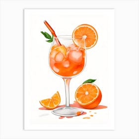 Aperol With Ice And Orange Watercolor Vertical Composition 19 Art Print