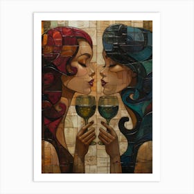 Two Women Drinking Wine 7 Art Print
