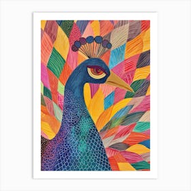 Rainbow Peacock Crayon Pattern 2 Art Print