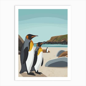 King Penguin Boulders Beach Simons Town Minimalist Illustration 1 Art Print