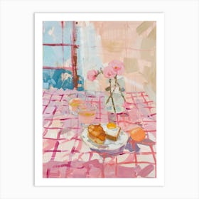 Pink Breakfast Food Eggs Benedict 2 Art Print