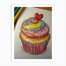 Cupcake Drawing 3 Art Print