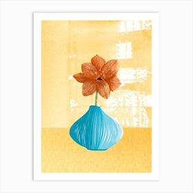 Flower In Blue Vase Art Print