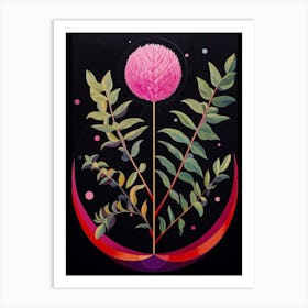 Globe Amaranth 1 Hilma Af Klint Inspired Flower Illustration Art Print