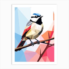 Colourful Geometric Bird Carolina Chickadee 2 Art Print