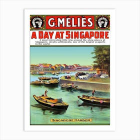 A Day At Singapore, View On The Harbor Art Print