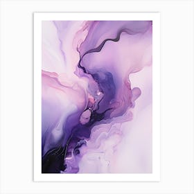 Lilac And Black Flow Asbtract Painting 0 Art Print