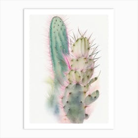 Rat Tail Cactus Pastel Watercolour 1 Art Print