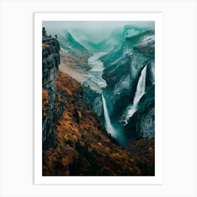 Waterfalls In Norway Art Print