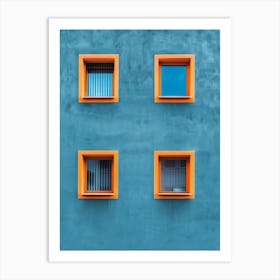 Windows On A Blue Wall Art Print