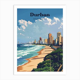 Durban South Africa Seafront Travel Illustration Art Print