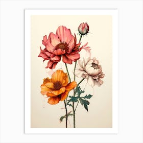 Three Flowers 1 Art Print