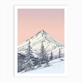 Mount Katahdin Usa Color Line Drawing (6) Art Print