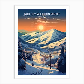 Poster Of Park City Mountain Resort   Utah, Usa, Ski Resort Illustration 2 Art Print