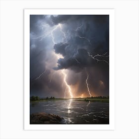 Lightning Over The River 1 Art Print