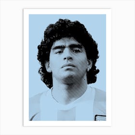 Diego Maradona Football Player Legend in Line Art Illustration Art Print