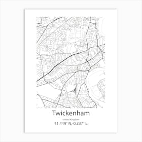 Twickenham,United Kingdom Minimalist Map Poster