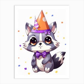 Cute Kawaii Cartoon Raccoon 34 Art Print