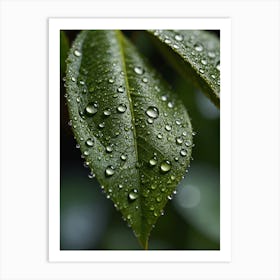 Raindrops On A Leaf Art Print