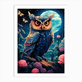 Owl In The Moonlight Art Print