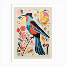 Colourful Scandi Bird Swallow 2 Art Print