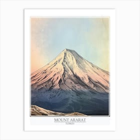 Mount Ararat Turkey Color Line Drawing 3 Poster Art Print