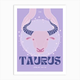 Purple Zodiac Taurus Art Print