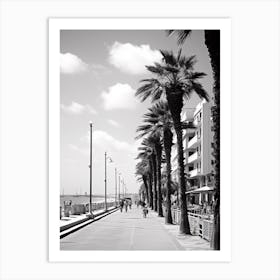 Tel Aviv, Israel, Mediterranean Black And White Photography Analogue 7 Art Print