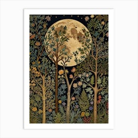 Moonlight In The Forest Style William Morris 6 Art Print