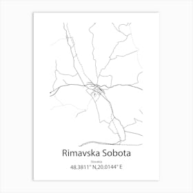 Rimavska Sobota,Slovakia Minimalist Map Art Print