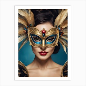 A Woman In A Carnival Mask (23) Art Print