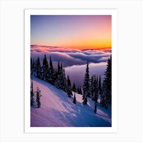 Big Sky, Usa Sunrise Skiing Poster Art Print