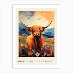 Highland Cow In Spring Poster Art Print