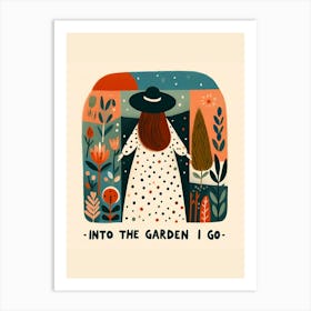 Into The Garden I Go - brunette woman portrait Art Print