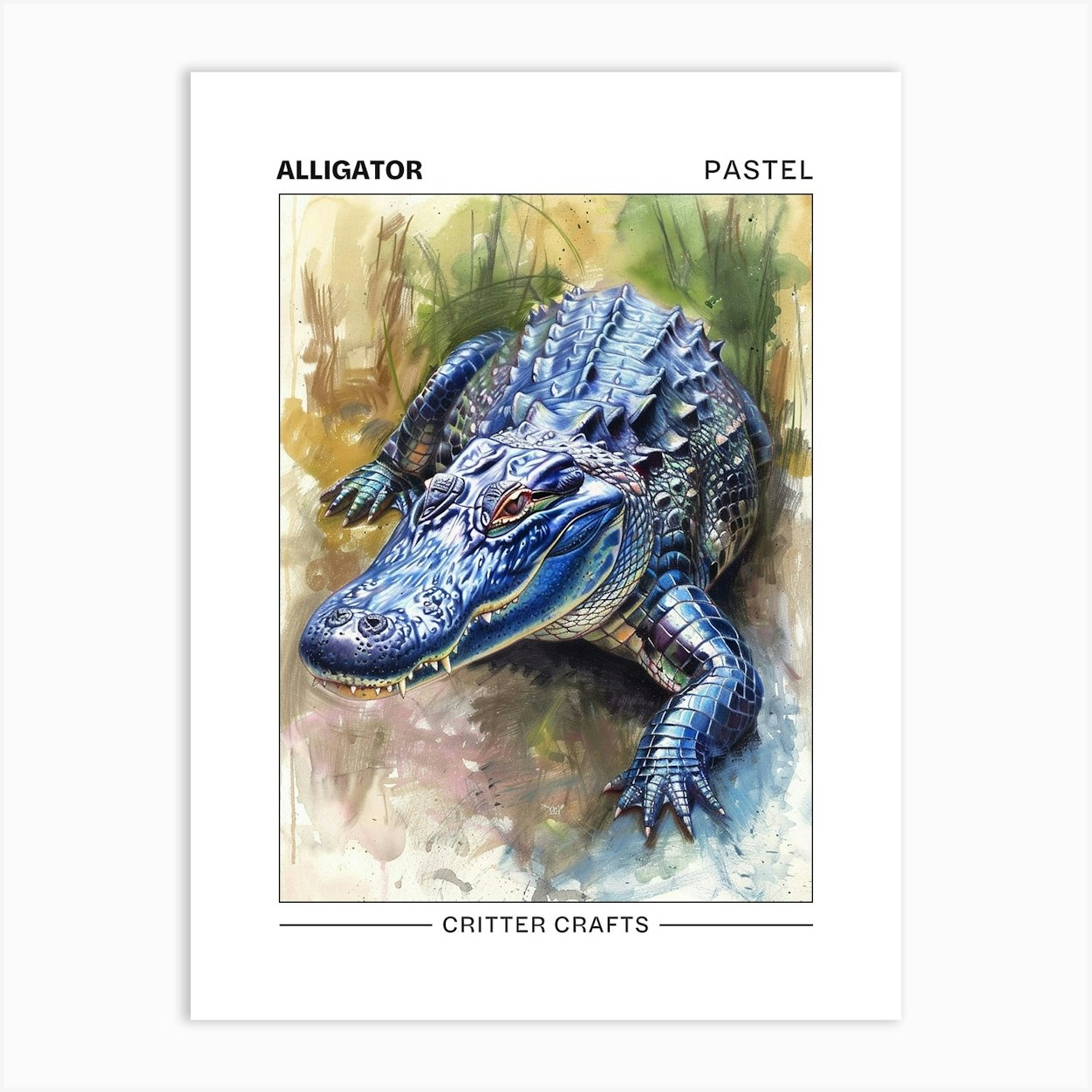 Alligator Pastel Watercolour 4 Poster Poster