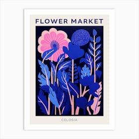 Blue Flower Market Poster Celosia 2 Art Print