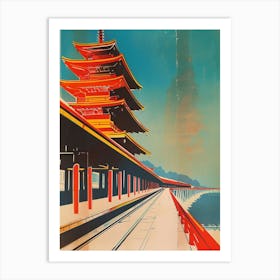 Japan Coastal Travel Scene Mid Century Modern Art Print