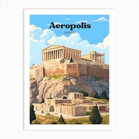 Acropolis Greece Mountain Top Temple Travel Art Art Print