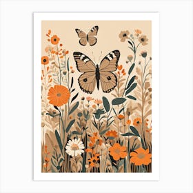 Butterflies and Flowers in Soft Colours IV Art Print