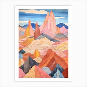 Cerro Merce Peru 1 Colourful Mountain Illustration Art Print