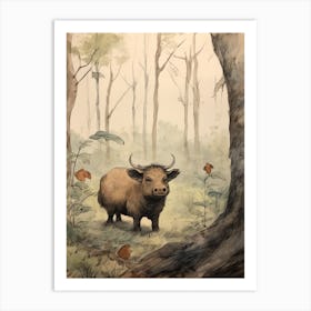 Storybook Animal Watercolour Buffalo 3 Art Print