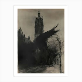 Dark Gothic Bird In Flight Art Print