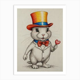 Rabbit In A Top Hat Art Print