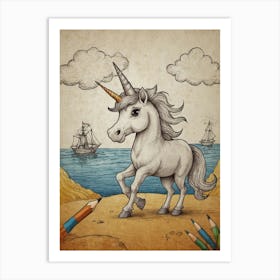 Unicorn In The Sea 1 Art Print