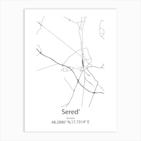 Sered ,Slovakia Minimalist Map Art Print