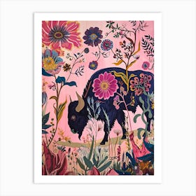 Floral Animal Painting Buffalo 4 Art Print