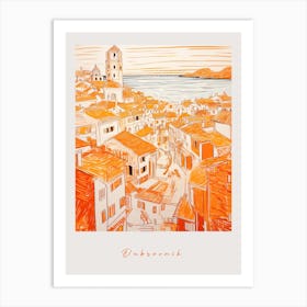 Dubrovnik Croatia 2 Orange Drawing Poster Art Print