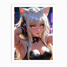 Anime Girl With Cat Ears 8 Art Print