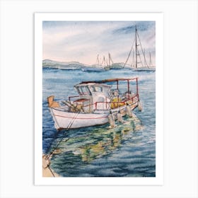 Greece Fishing Boat Art Print