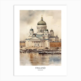 Helsinki, Finland 4 Watercolor Travel Poster Art Print